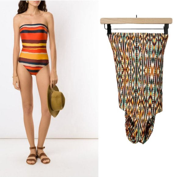 Anthropologie Lenny Niemeyer One Piece Open Strappy Back Strapless Boho Swimsuit - Picture 7 of 7